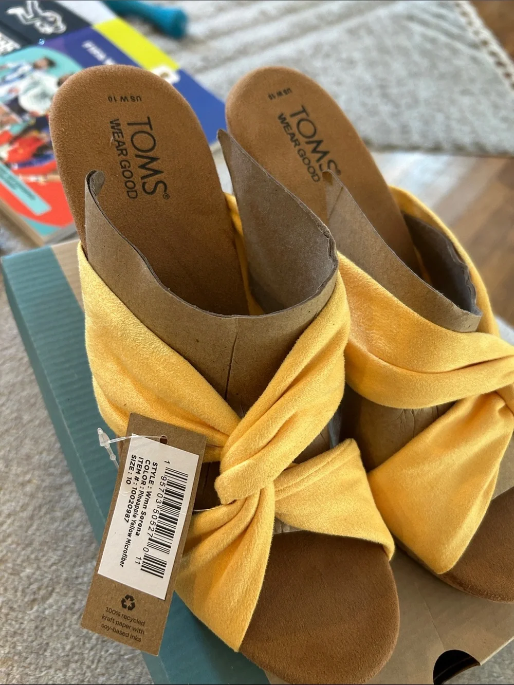 Toms Yellow Twist-Knot Slide Sandals